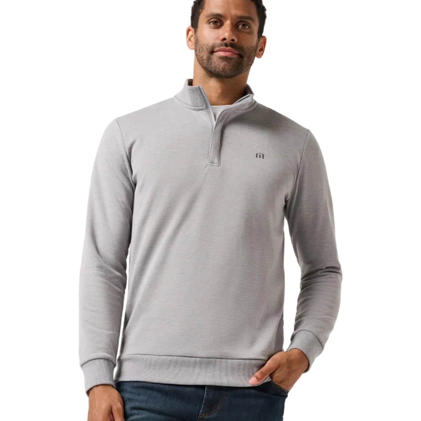 TravisMathew Cloud Quarter Zip 2.0 - Heather Medium Grey