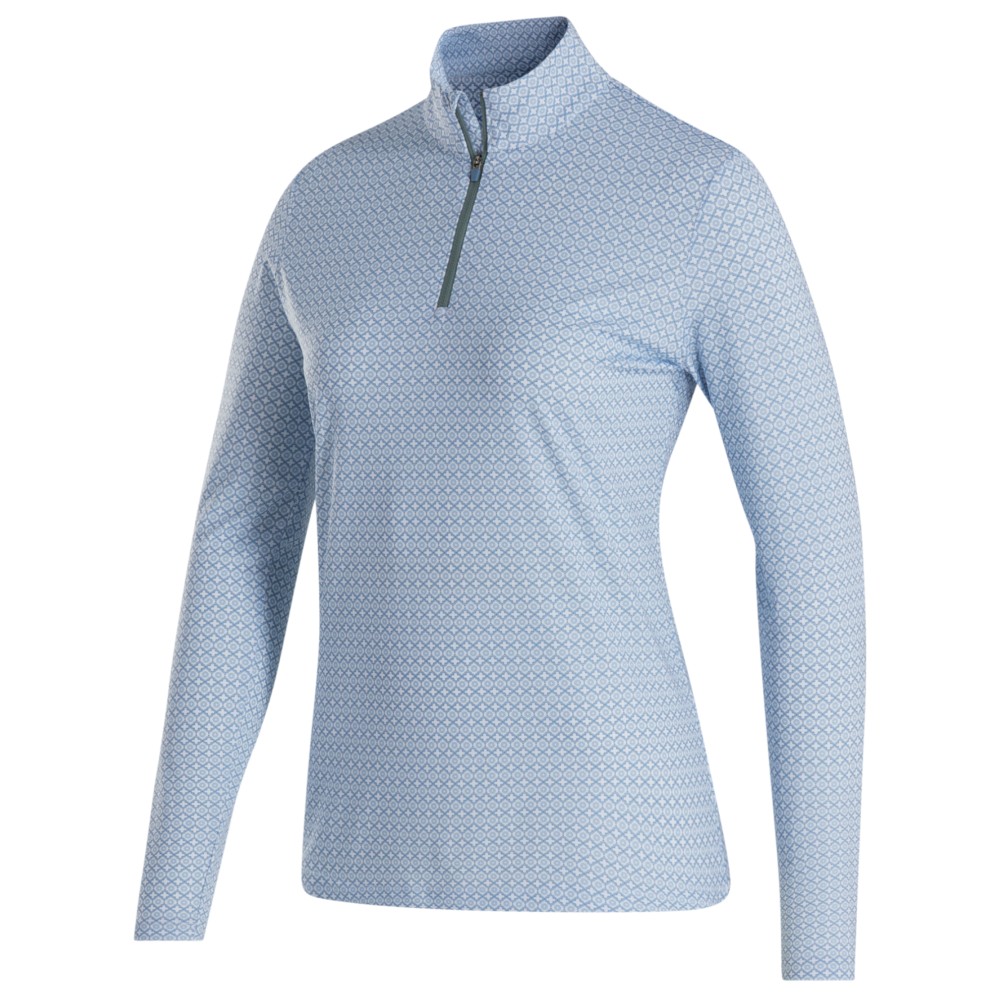 FootJoy Ladies Quarter-Zip Sun Protection Shirt - White/Blue Stone
