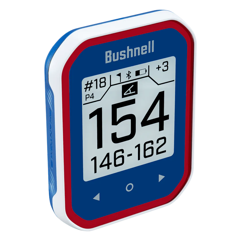 Bushnell Phantom 3 Slope GPS device showing screen with course information and distance readings.