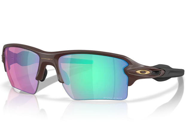 A pair of Oakley Flak 2.0 XL sunglasses with matte grenache frame and Prizm golf lenses.