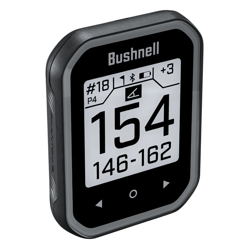 Bushnell Phantom 3 Slope GPS device showing screen with course information and distance readings.