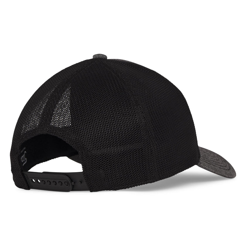 Black mesh cap on a white background