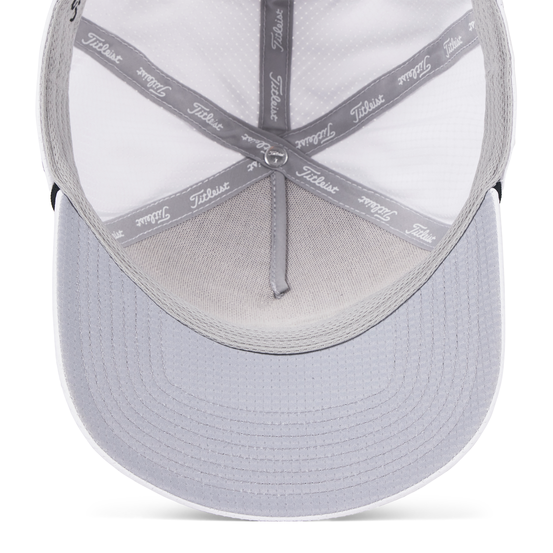 Gray cap with white back and Titleist logo on a white background