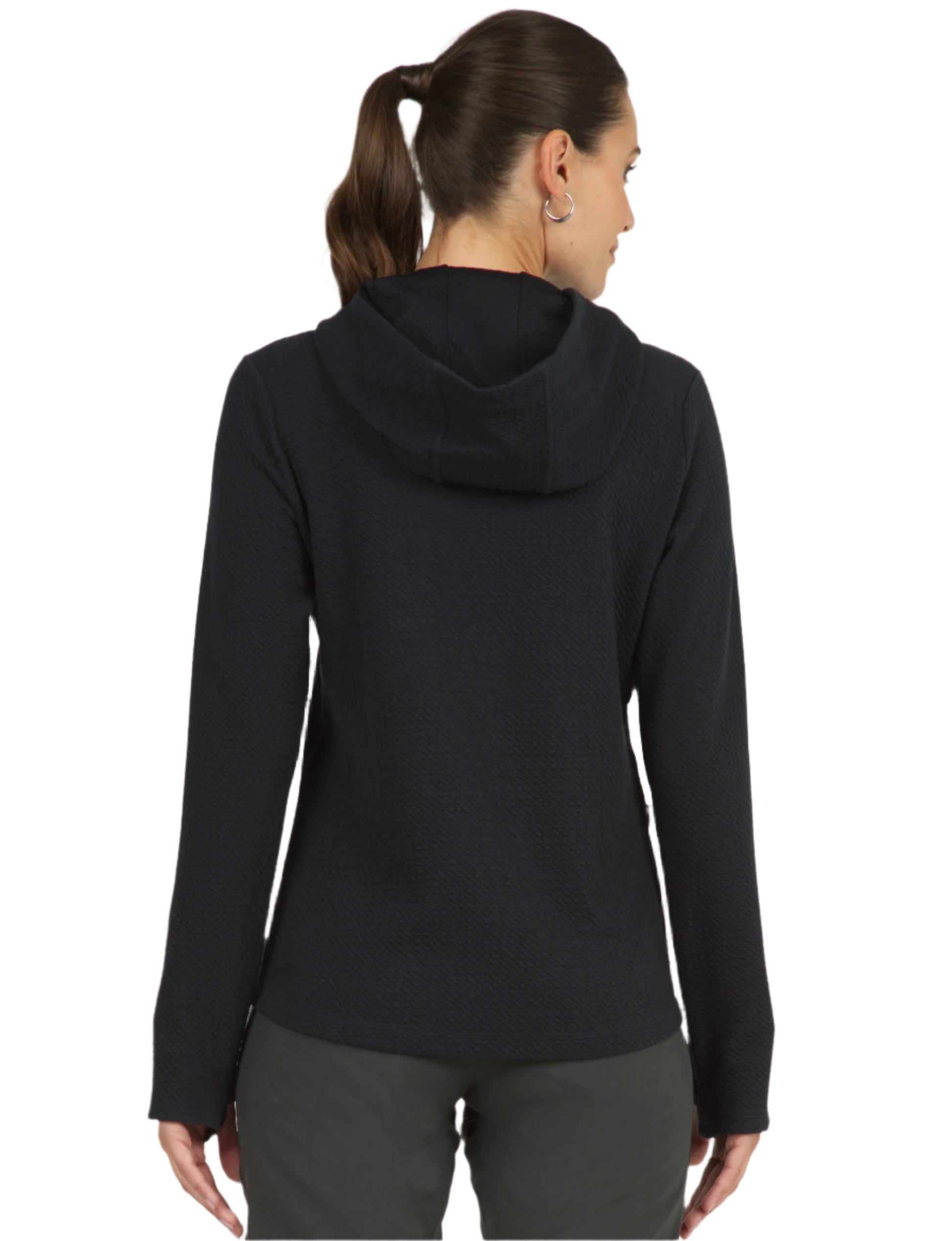 IBKUL Ladies Solid Popcorn Stitch Hoody - Black