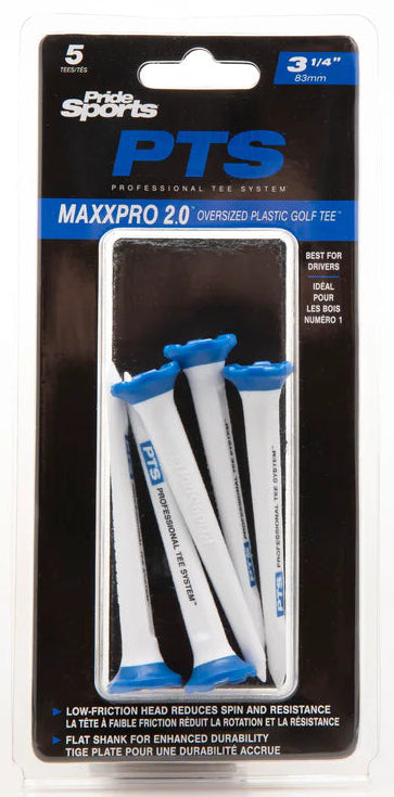 Pride Sports PTS MaxxPro 2.0 golf tee packaging on a white background