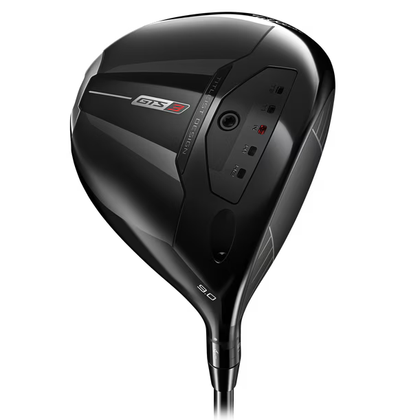 Black golf driver head on a white background