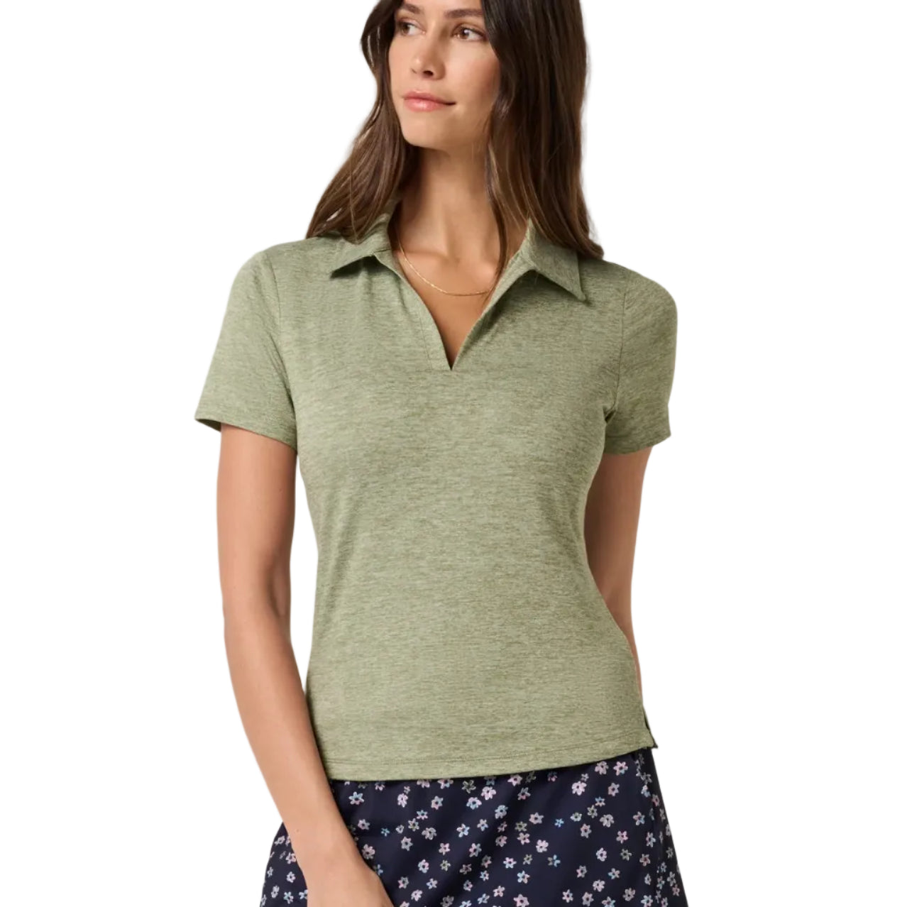 TravisMathew Ladies Skyloft Light Polo 2.0 - Heather Oil Green