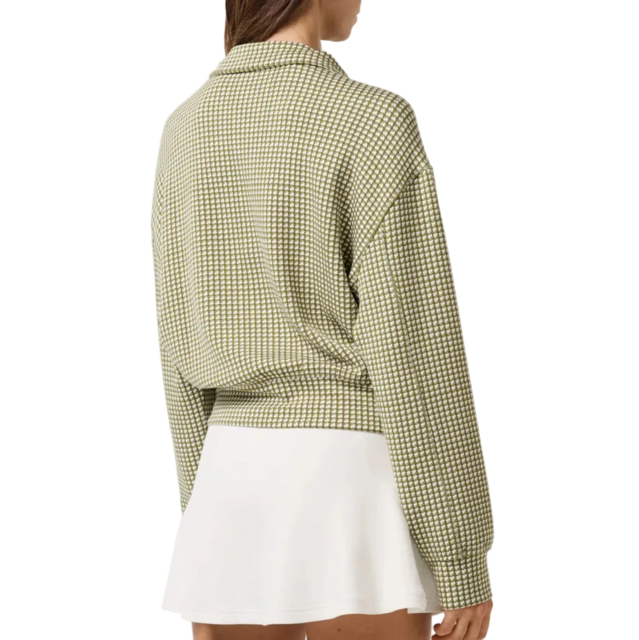 TravisMathew Ladies Printed Skyloft Soft Echo Half Zip - Oil Green