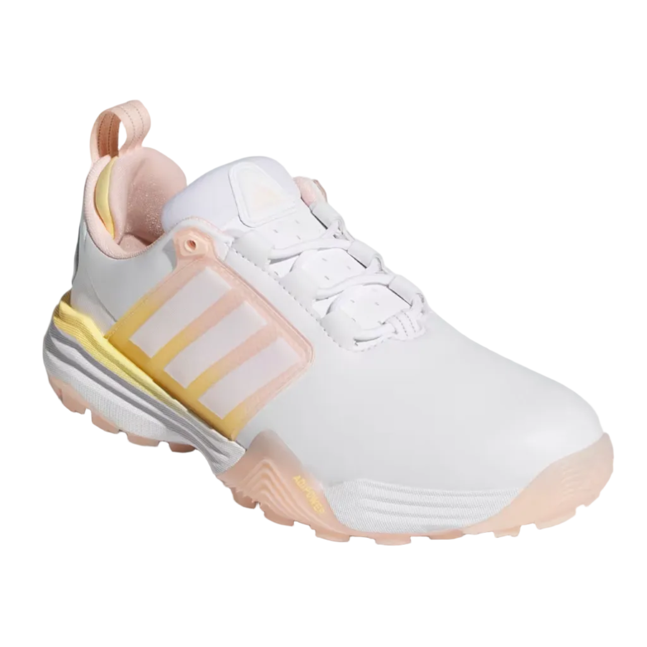 White and pink Adidas sneaker on a white background