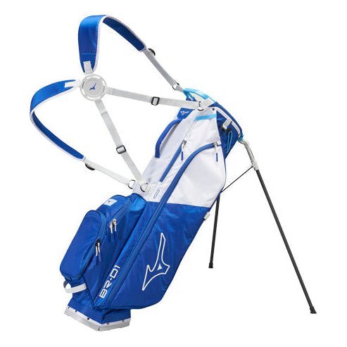 mizuno staff golf stand bag in blue and white colour