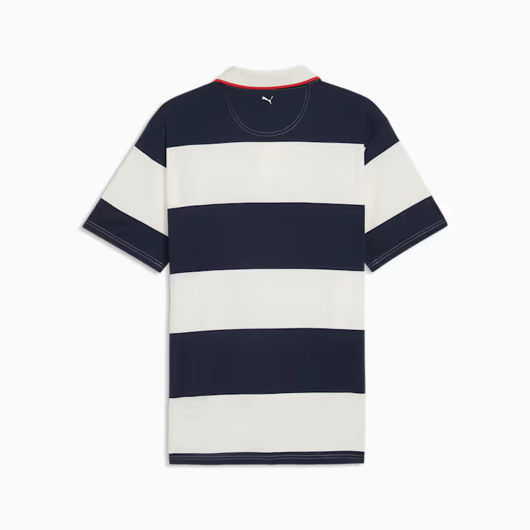 Puma Cloudspun Striped Rugby Polo - Warm White/Deep Navy