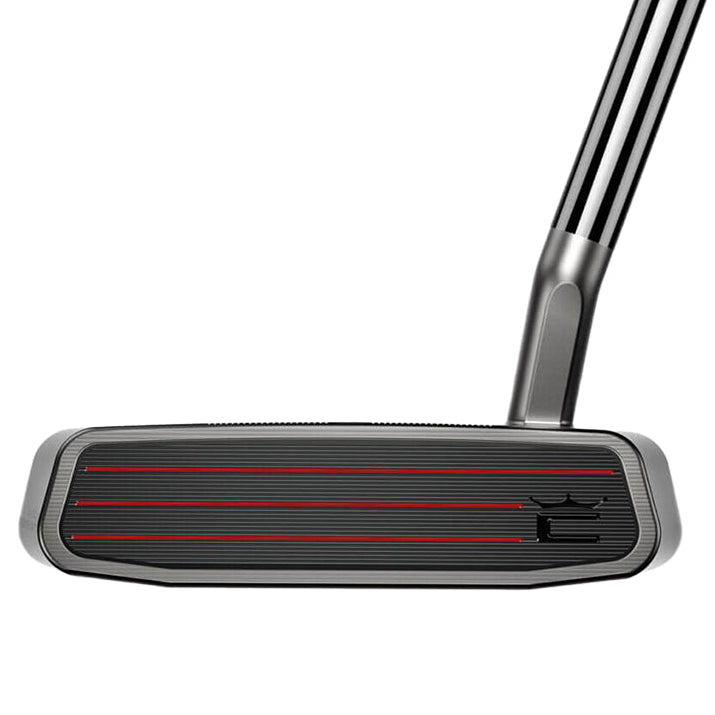 Golf putter with a black and red design on a white background