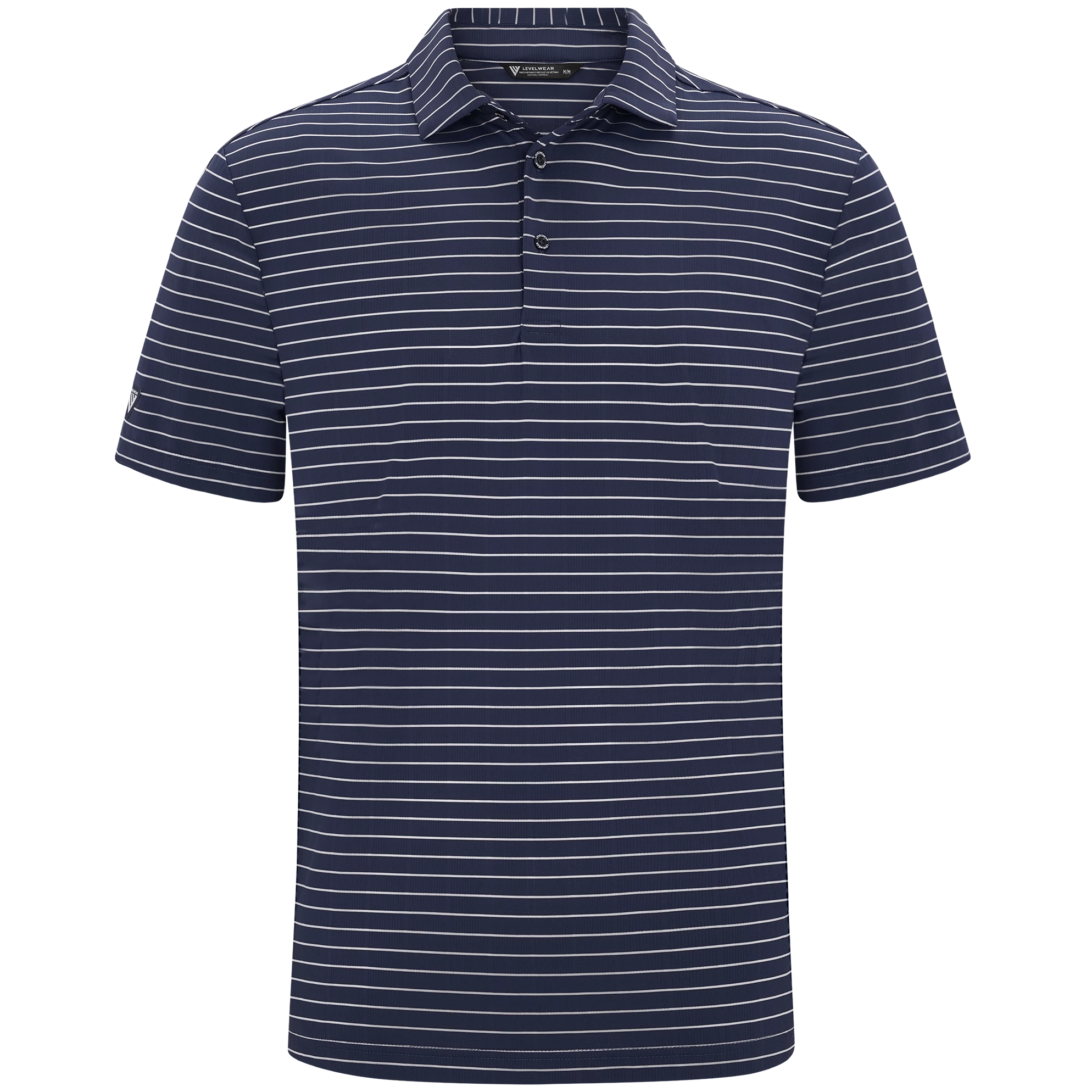 mens golf polo in navy striped