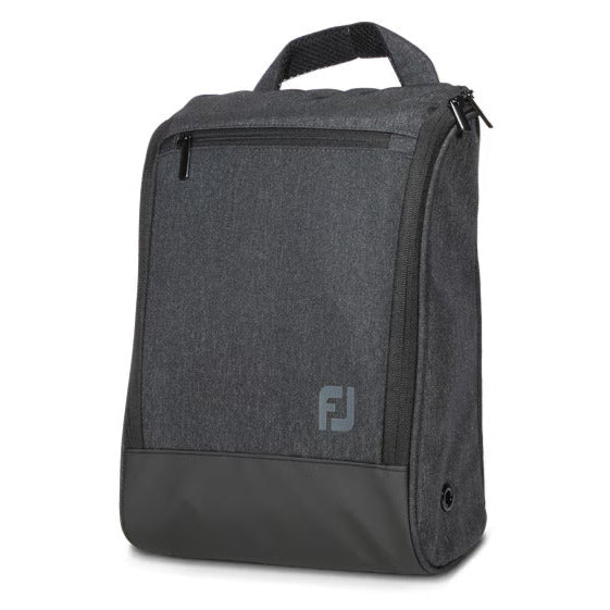 Gray shoe bag with a logo on a white background