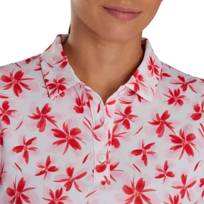 FootJoy Womens Floral Sun Shirt - Pink / Red