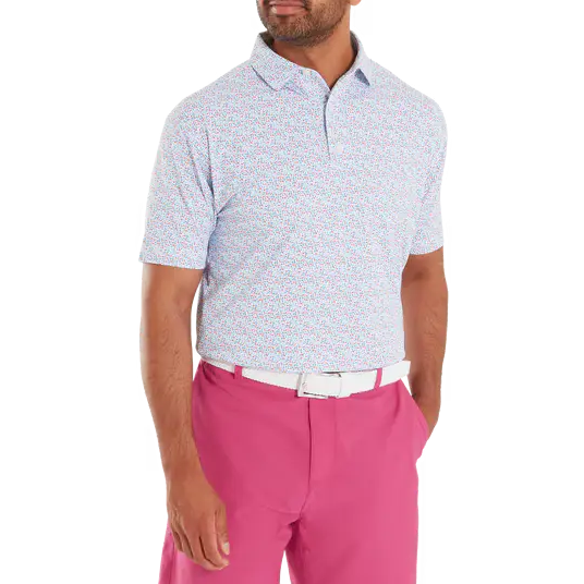 FootJoy Gamer Print Pique Polo - High Tide / Magenta