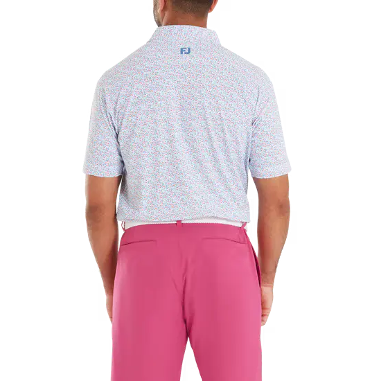 FootJoy Gamer Print Pique Polo - High Tide / Magenta