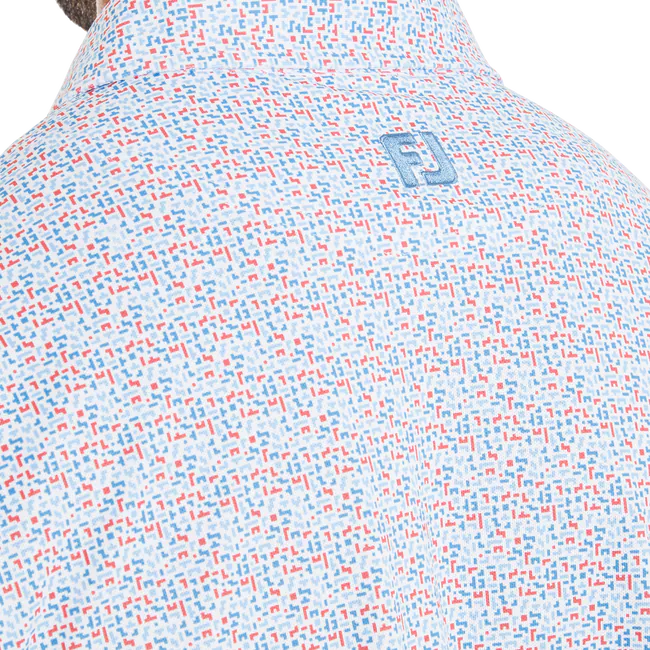 FootJoy Gamer Print Pique Polo - High Tide / Magenta