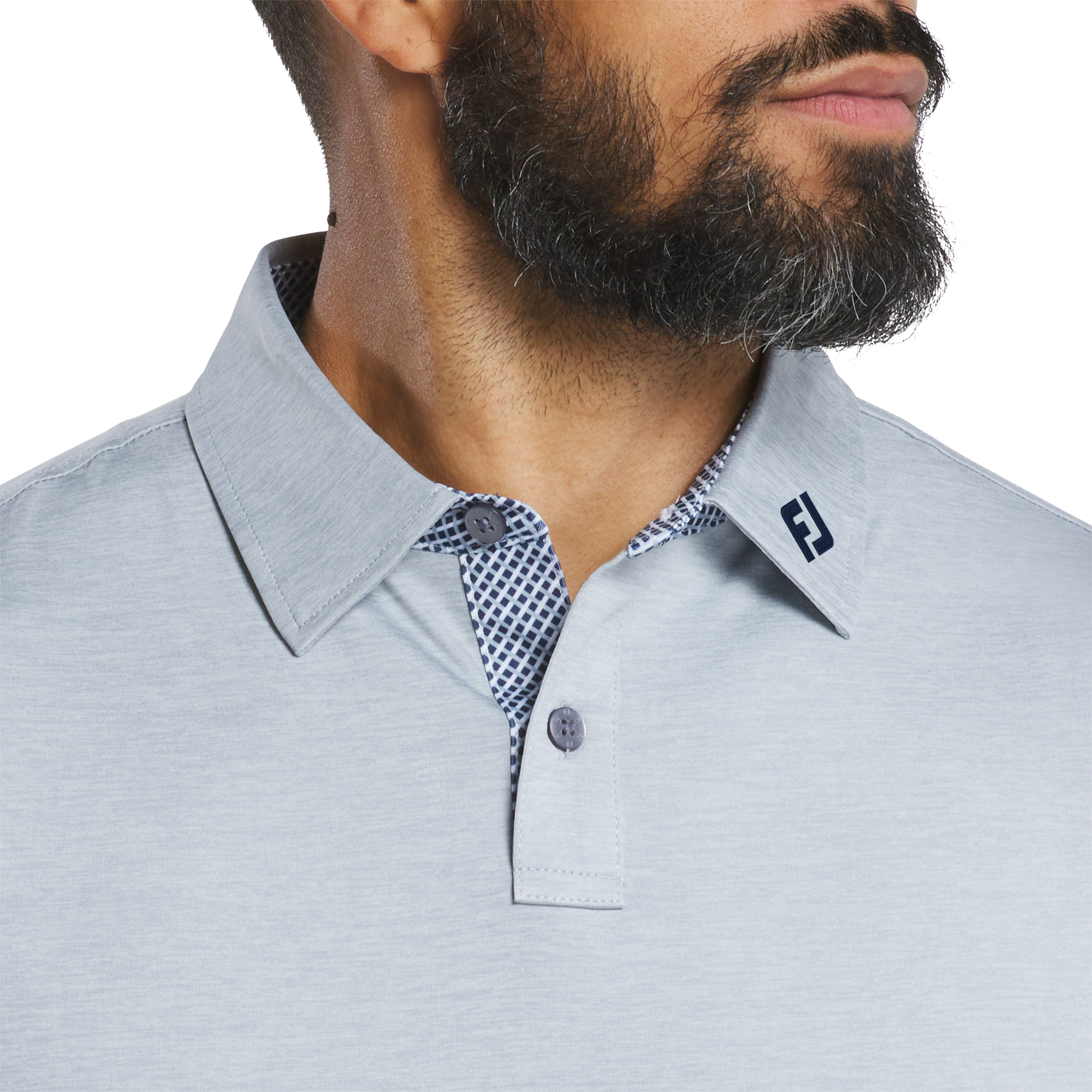 FootJoy Men's Heather Lisle Polo - Grey/Lattice