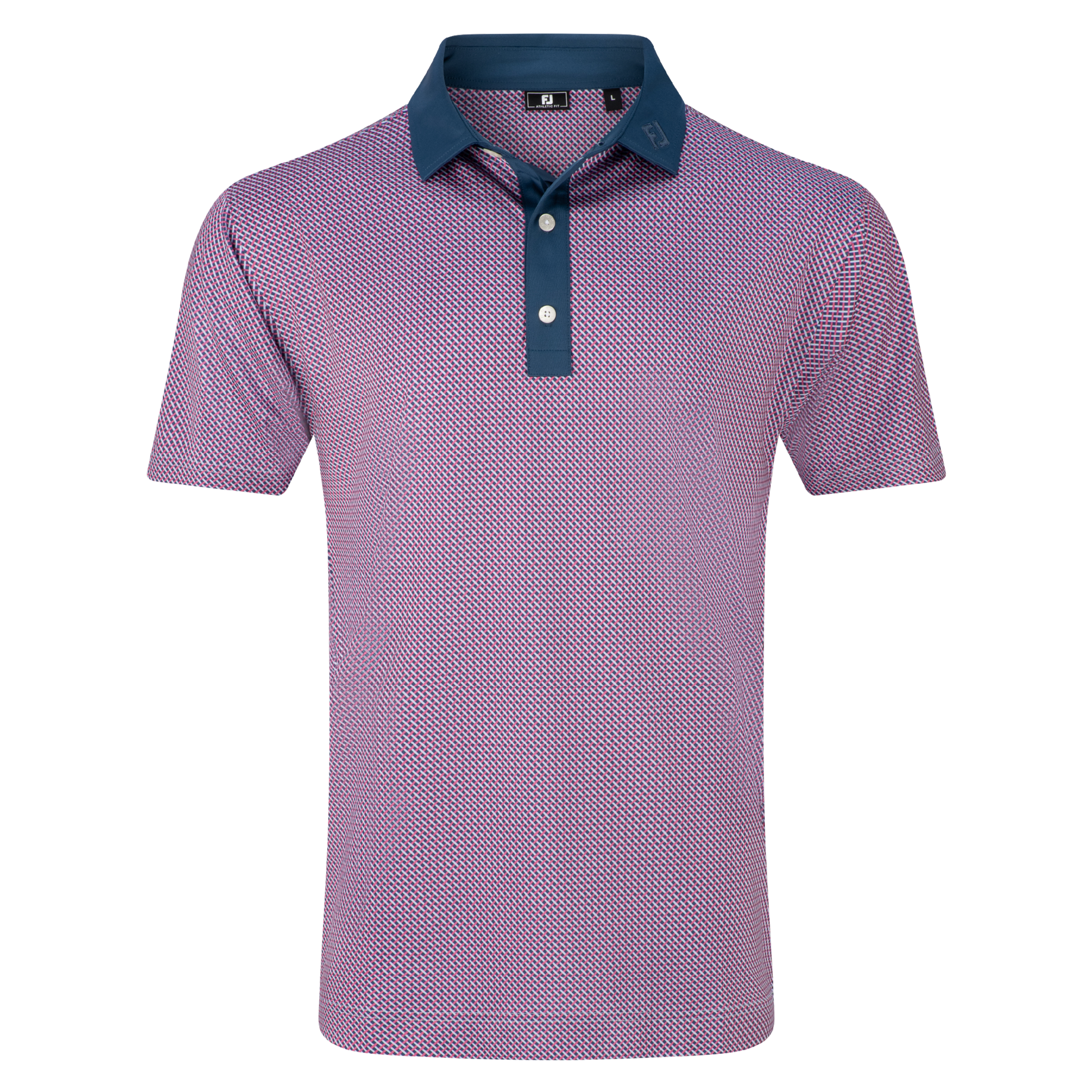 FootJoy Men's Lattice Print Polo - Dark Denim/Pink