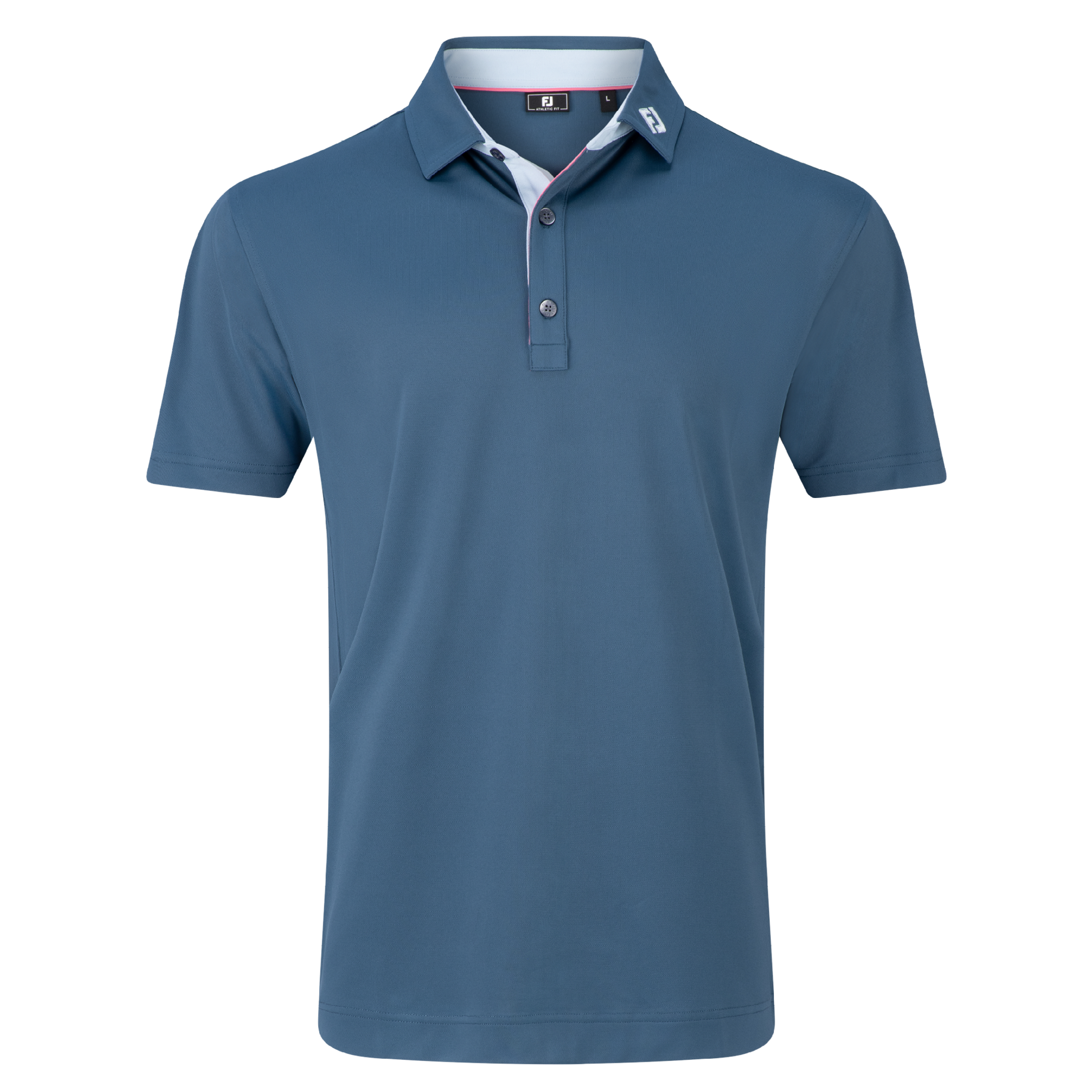 Blue polo shirt on a white background