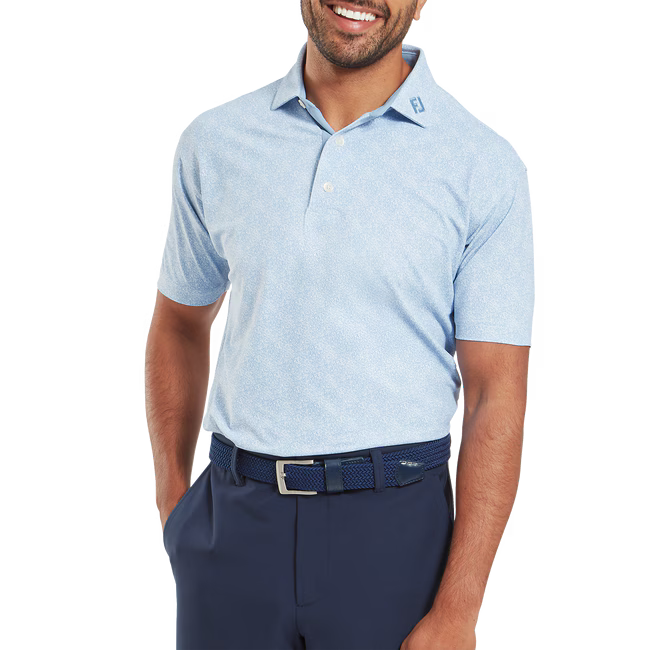 FootJoy Speckle Print Pique Polo - BlueJay/White