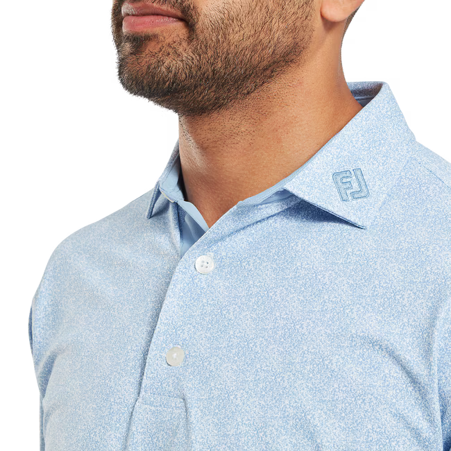 FootJoy Speckle Print Pique Polo - BlueJay/White