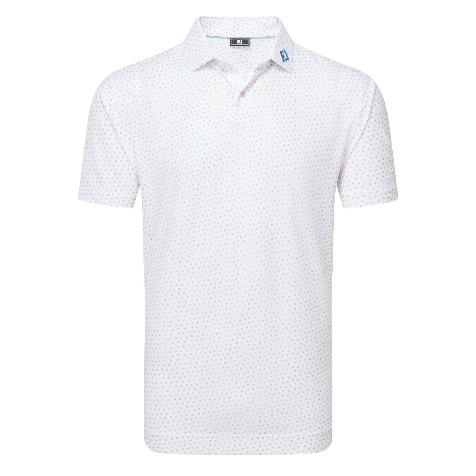 FootJoy Men's Bounce Print Pique Polo - White/Orange/Blue