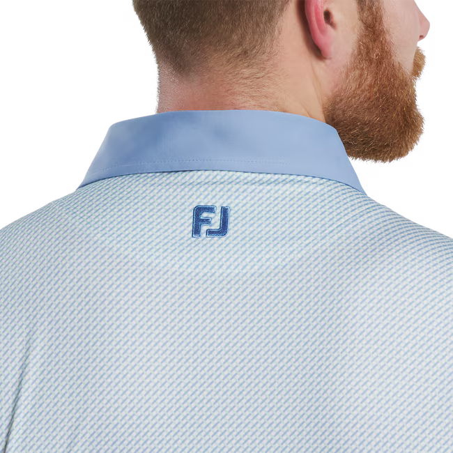 FootJoy Lattice Print Lisle Polo - BlueJay/Pistachio