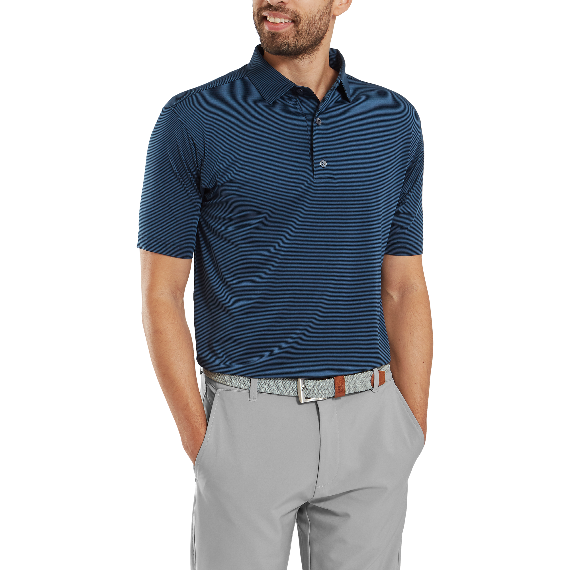 FootJoy Men`s Lisle Micro Feeder Stripe Golf Polo