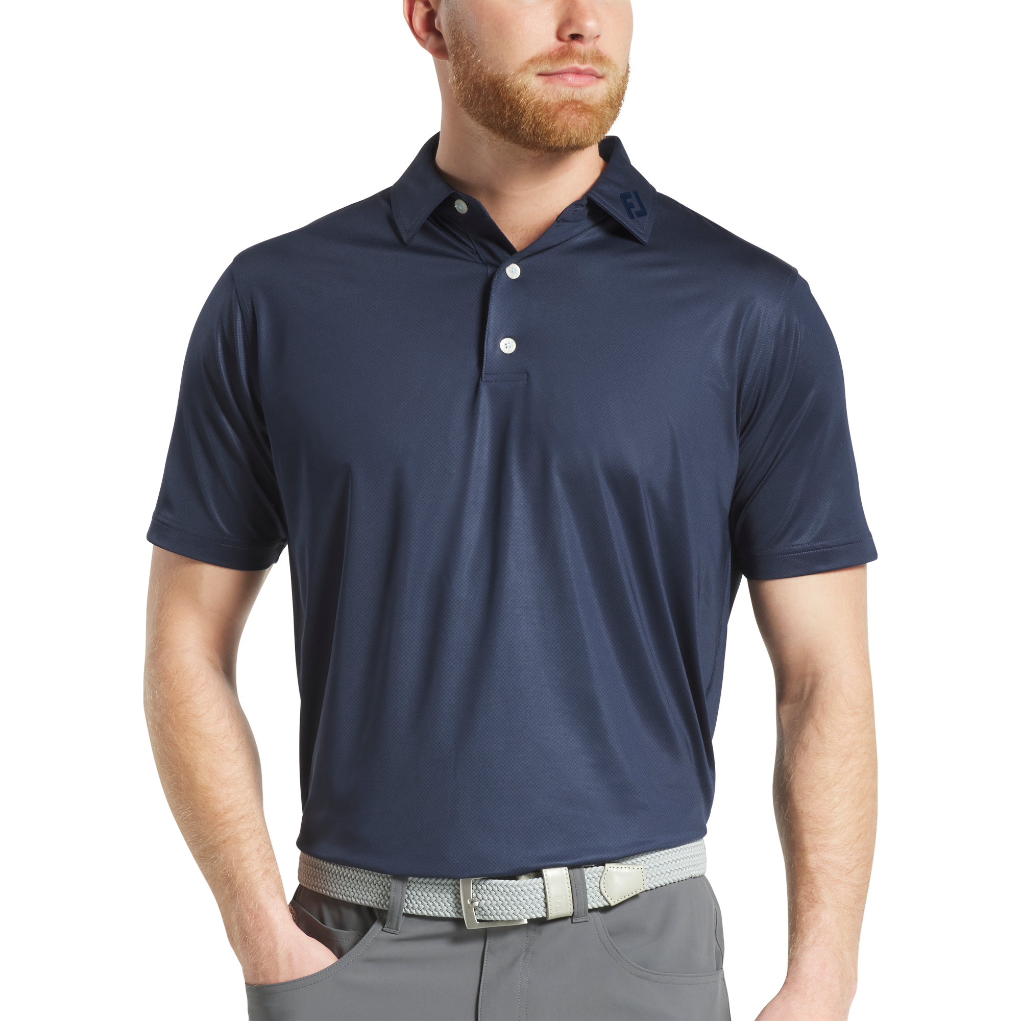 FootJoy Men`s Tonal Dot Print Lisle Golf Polo