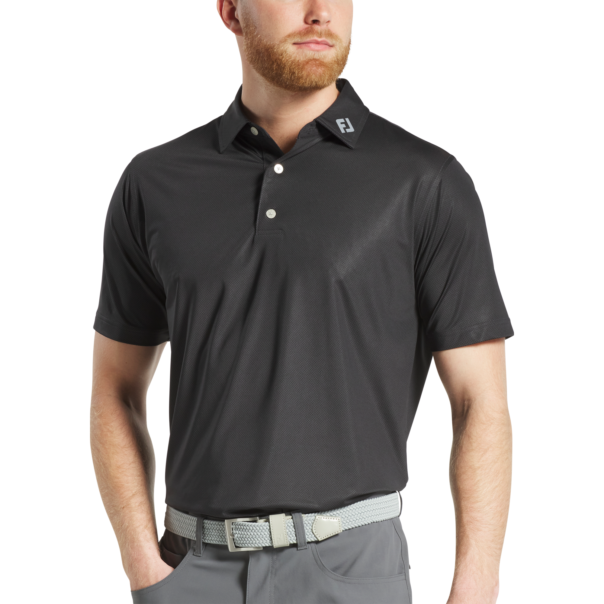 FootJoy Men`s Tonal Dot Print Lisle Golf Polo