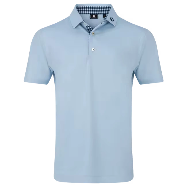 FootJoy Men's Stretch Pique Gingham Trim Polo Shirt