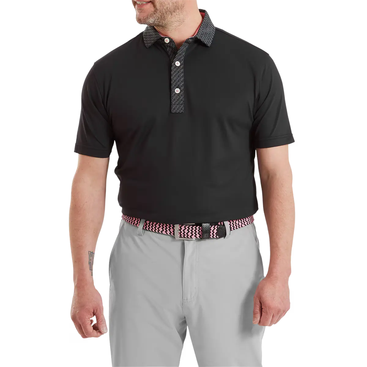 FootJoy Star Geo Trim Pique - Black