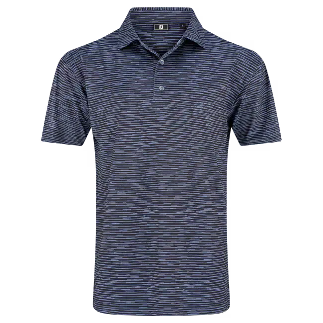 FootJoy Broken Stripe Pique Polo - Black/Periwinkle
