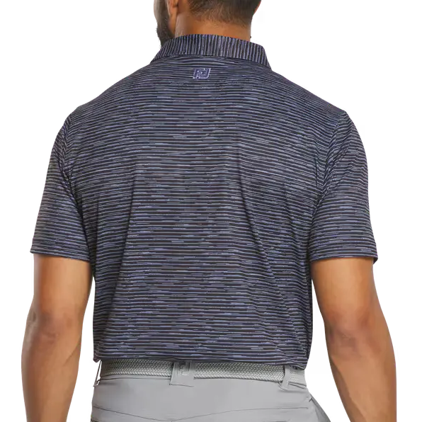 FootJoy Broken Stripe Pique Polo - Black/Periwinkle