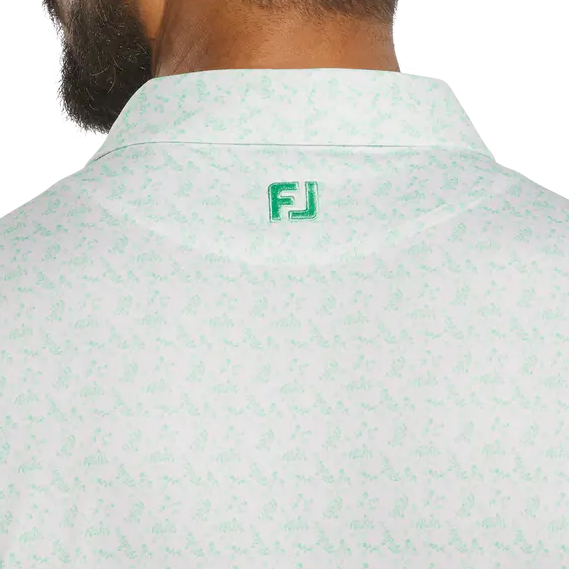FootJoy Vintage Floral Lisle Polo - White/Seafoam