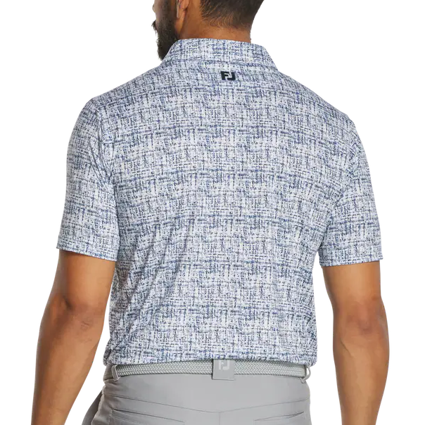 FootJoy Tweed Print Lisle Polo - White/Navy