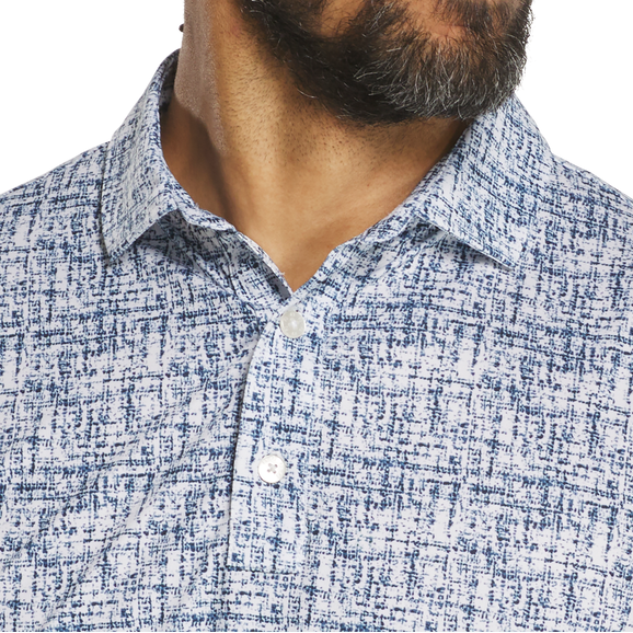 FootJoy Tweed Print Lisle Polo - White/Navy