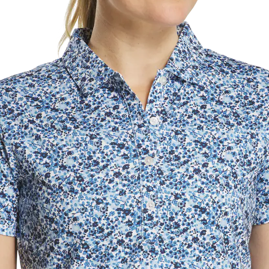 FootJoy Ladies Short Sleeve Polo Shirt - Navy/Floral