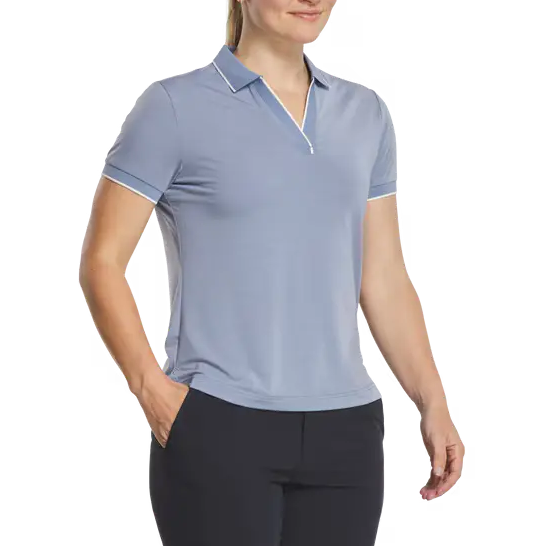 FootJoy Ladies Notch V-Neck Polo - Blue Stone