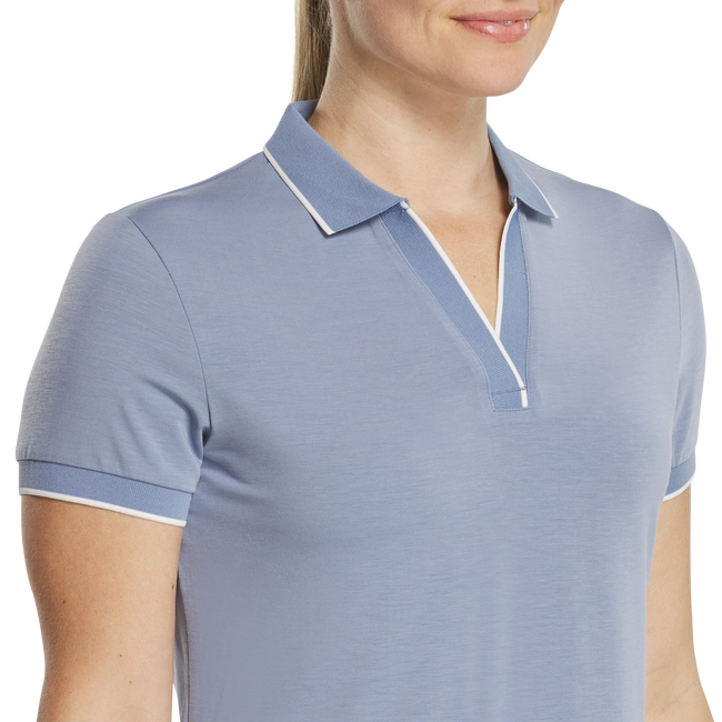 FootJoy Ladies Notch V-Neck Polo - Blue Stone