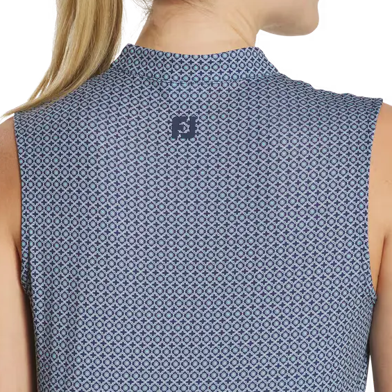 FootJoy Ladies Sleeveless Quarter Zip Shirt - Navy/Emerald