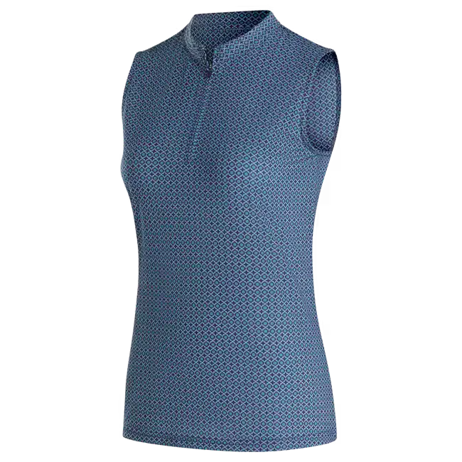FootJoy Ladies Sleeveless Quarter Zip Shirt - Navy/Emerald