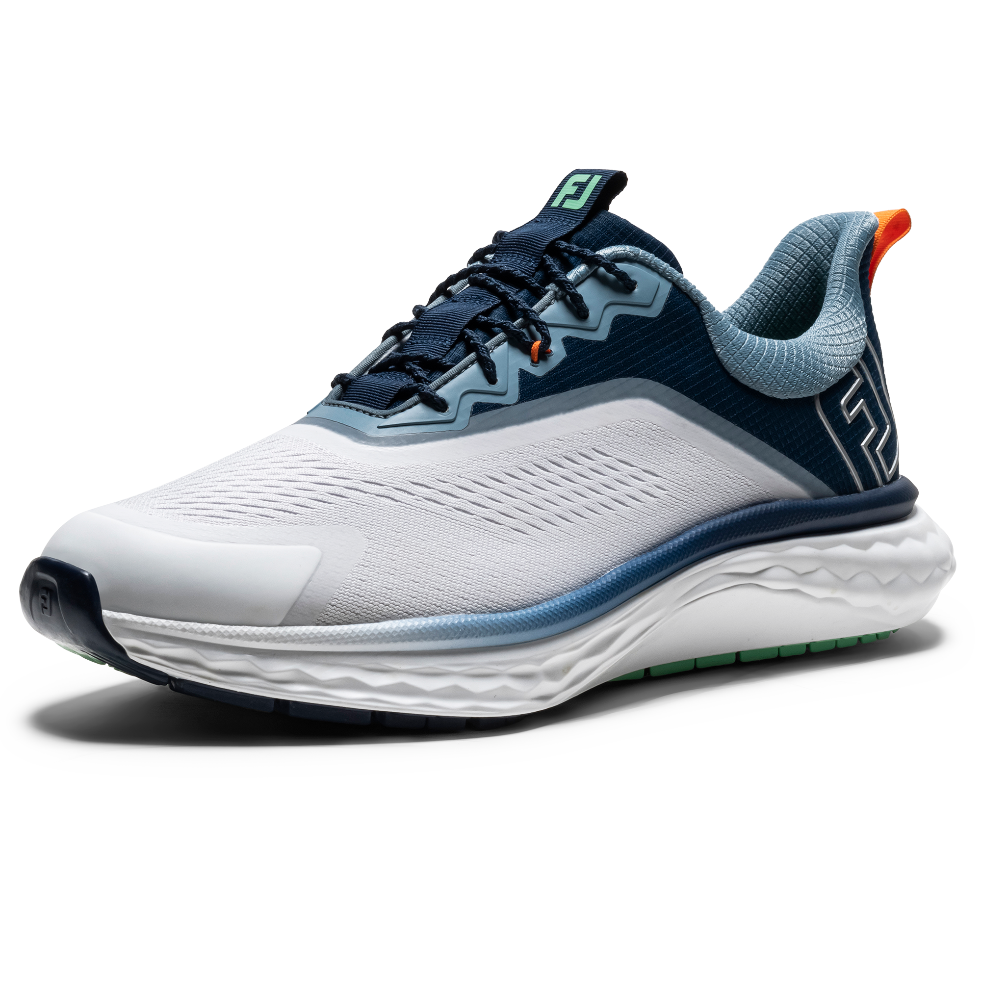 FootJoy Men`s Quantum Textile Golf Shoes - White/Peacoat/Aquamarine