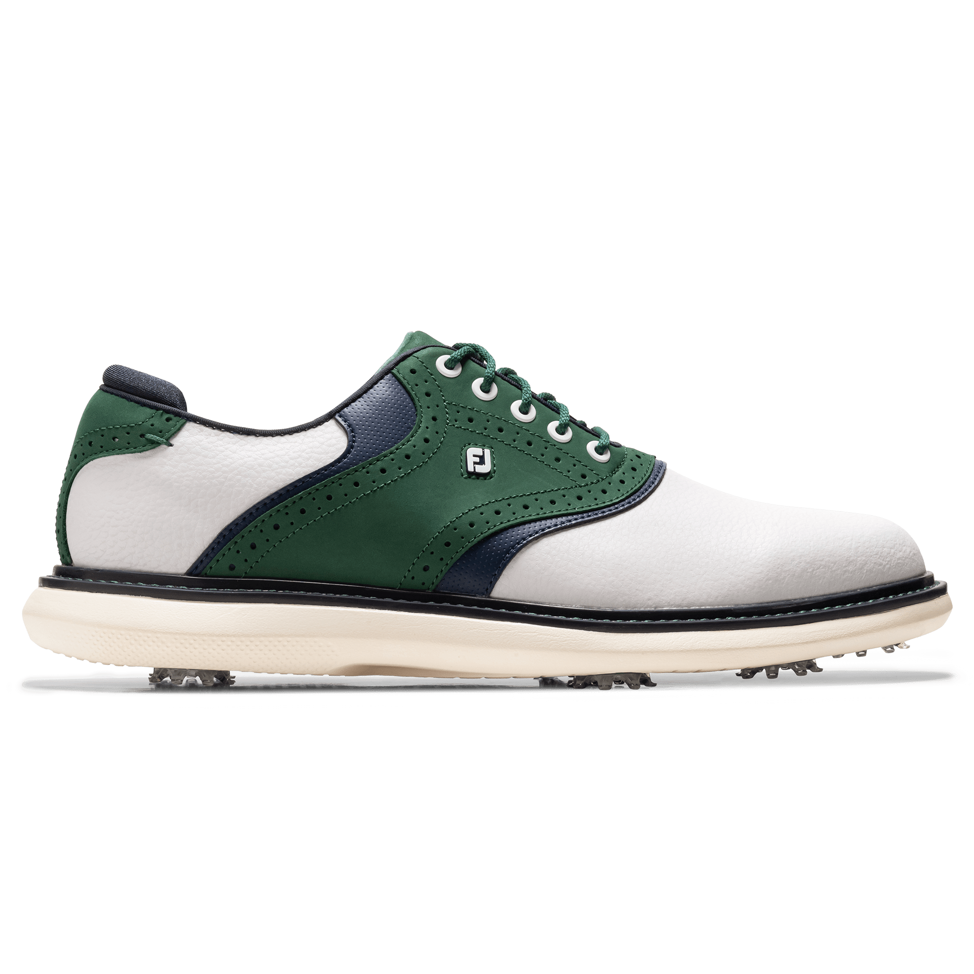 FootJoy Men`s 2025 Traditions Golf Shoes- White/Navy/Olive