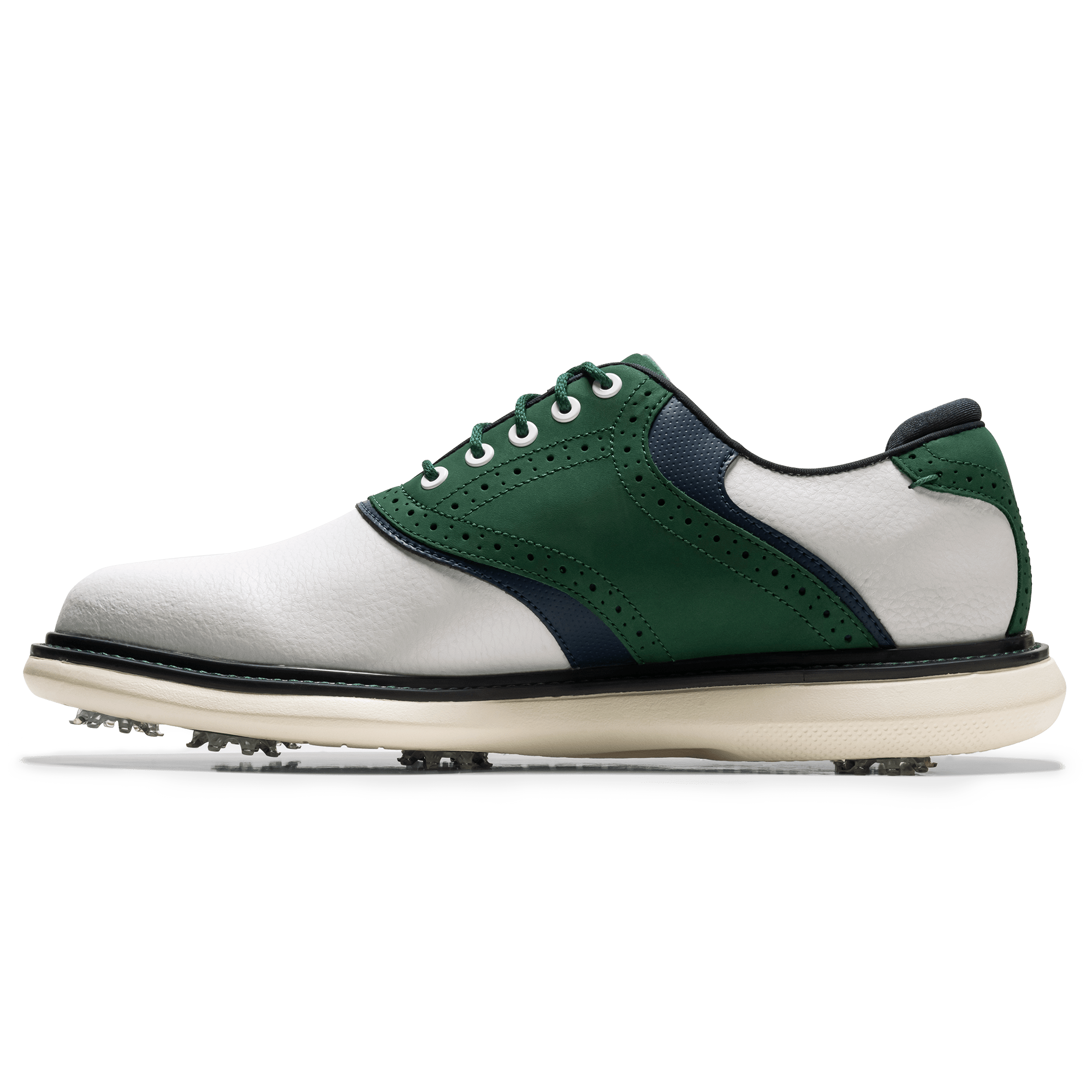 FootJoy Men`s 2025 Traditions Golf Shoes- White/Navy/Olive