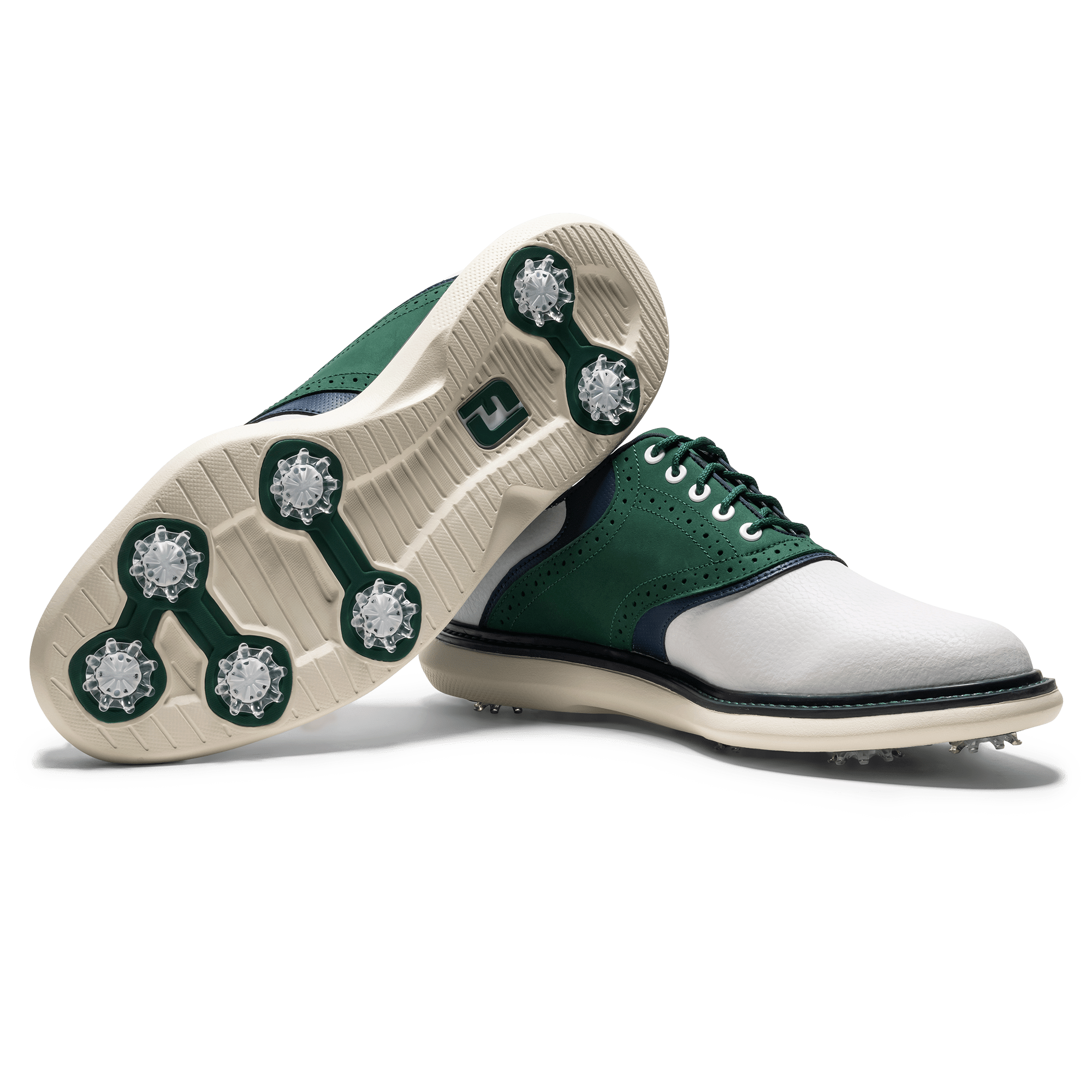 FootJoy Men`s 2025 Traditions Golf Shoes- White/Navy/Olive