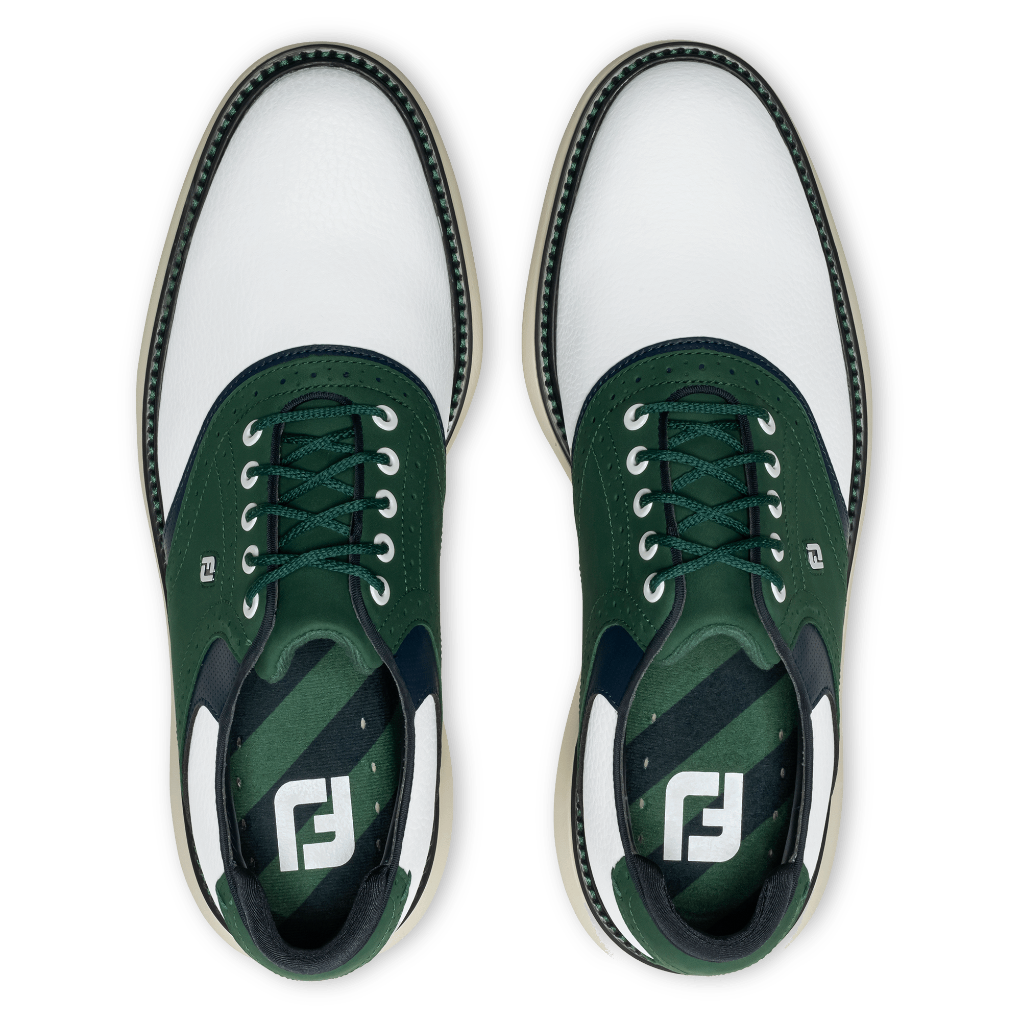 FootJoy Men`s 2025 Traditions Golf Shoes- White/Navy/Olive