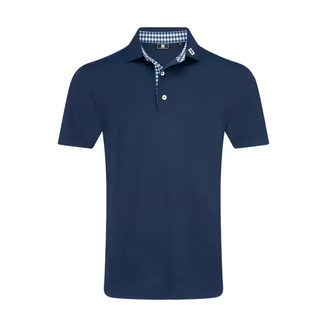 FootJoy Men's Stretch Pique Gingham Trim Polo Shirt